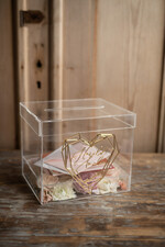 Pudełko na koperty  glamour przezroczysta ślubna skrzynka pudełko na koperty weselne geometryczne złote serce wasze imiona13