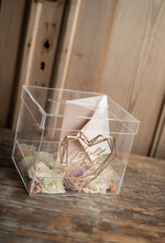 Pudełko na koperty  glamour przezroczysta ślubna skrzynka pudełko na koperty weselne geometryczne złote serce wasze imiona7