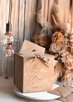 Pudełko na koperty  glamour Welurowa beżowo złota kopertówka ze złotymi napisami, beżowy cieniowany welur, pudełko na koperty, pomysł na pudełko na pieniądze podczas wesela, kopertówka na ślub0