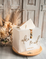 Pudełko na koperty  glamour satynowa akrylowa kopertówka na koperty, pudełko na koperty mlecznej pleksy, pomysł na pudełko na koperty na weselu, akrylowe pudełko na koperty 5