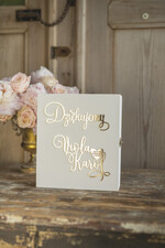 Pudełko na koperty  glamour  ślubna biała skrzynka na koperty błyszczące złote litery kopertówka z waszymi imionami3