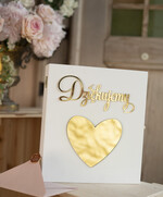 Pudełko na koperty  glamour skrzynka na koperty, białe drewniane pudełko na koperty ze złotymi napisami, biała drewniana kopertówka2