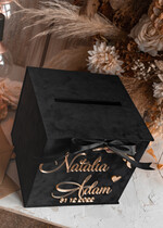 Pudełko na koperty  glamour czarna kopertówka, pomysł na pudełko na pieniądze ślub i wesele, eleganckie pudełko na pieniądze, prezent dla młodej pary kopertówka na pieniądze1