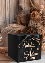 Pudełko na koperty  glamour czarna kopertówka, pomysł na pudełko na pieniądze ślub i wesele, eleganckie pudełko na pieniądze, prezent dla młodej pary kopertówka na pieniądze5