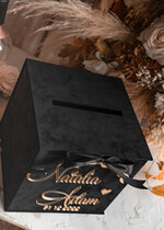 Pudełko na koperty  glamour czarna kopertówka, pomysł na pudełko na pieniądze ślub i wesele, eleganckie pudełko na pieniądze, prezent dla młodej pary kopertówka na pieniądze7