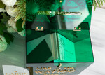 Pudełko na koperty  glamour zielona akrylowa kopertówka na koperty, pudełko na koperty przezroczyste z pleksy, pomysł na pudełko na koperty na weselu, akrylowe pudełko na koperty 2