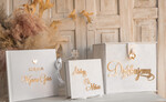 Pudełko na koperty  glamour Szybka wysyłka weselna skrzynka na koperty z życzeniami, welurowa kopertówka dla Młodej Pary, pudełko na koperty ze złotymi napisami4
