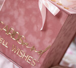 Pudełko na koperty  glamour Elegancka welurowa kopertówka ze złotymi napisami, pudrowo rózowy cieniowany welur, pudełko na koperty1