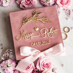 Pudełka Szkatułki na Obrączki glamour piękne welurowe pudełko na obrączki, personalizowane pudełko do podawania obrączek ślubnych, aksamitne pudełko na obrączki, welurowa szkatułka na obrączki7