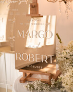 Plany stołów złote na lustrze  Tablica powitalna slubna glamour, elegancka na złotym lustrze plansza powitanie gości na Wesele, rama powitanie na weselu tlansza powitalna na złotym lustrze6