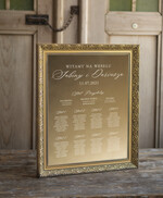 Plany stołów złote na lustrze  plan stołow na lustrze  tablica usadzenie gości na weselu złota rama powitanie gości weselnych1