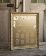 Plany stołów złote na lustrze  złota tablica glamour plan stołow na lustrze usadzenie gości na weselu powitanie gości weselnych1