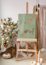 Plany stołów na pleksie - akryl Tablica powitanie na weselu, elegancka powitalna plansza ze złotymi literami, rama powitanie na weselu plansza powitalna na pleksie ze zlotymi literami5