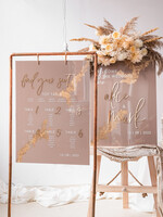 Plany stołów na pleksie - akryl Złota Tablica powitalna slubna glamour, elegancka powitalna plansza ze złotymi literami, rama powitanie na weselu plansza powitalna na pleksie ze zlotymi literami5