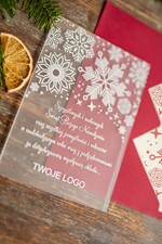 Kartki świąteczne z logo firmy laserowe kartka swiateczna z twoim logo, wycinane kartki świąteczne ze wstążką1