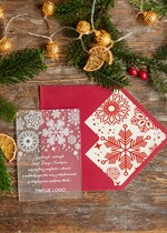 Kartki świąteczne z logo firmy laserowe kartka swiateczna z twoim logo, wycinane kartki świąteczne ze wstążką0