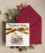 Kartki świąteczne z logo firmy Kokardki  pakiety kartek świątecznych dla firm, kartki swiateczne z logo firmy, proste i eleganckie kartki dla pracowników, bozonarodzeniowe kartki świateczne z kokardką0