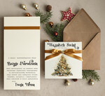 Kartki świąteczne z logo firmy Kokardki  bozonarodzeniowe kartki swiateczne z logo firmy, firmowa biznesowa kartka świąteczna z choinką, ekologiczna kartki świateczne z kokardką dla firm1