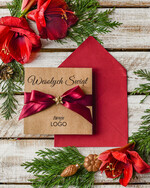 Kartki świąteczne z logo firmy Kokardki  kartki swiateczne z logo firmy, świąteczne kartki ze wstążką, firmowe kartki swiateczne, kartki świąteczne dla pracowników 0