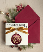 Kartki świąteczne z logo firmy Kokardki  bozonarodzeniowe kartki swiateczne z logo firmy, firmowa biznesowa kartka świąteczna, eleganckie kartki świateczne z kokardką dla firm0