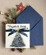 Kartki świąteczne z logo firmy Kokardki  bożonarodzeniowe kartki swiateczne z logo firmy, firmowa biznesowa kartka świąteczna, eleganckie kartki świateczne z kokardką dla firm0