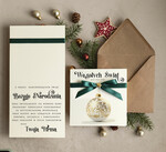 Kartki świąteczne z logo firmy Kokardki  bozonarodzeniowe kartki swiateczne z logo firmy ręcznie robione, firmowa biznesowa kartka świąteczna, eleganckie kartki świateczne z kokardką dla firm1