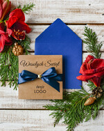 Kartki świąteczne z logo firmy Kokardki  firmowe kartki swiateczne z logo składane bożonarodzeniowe kartki z kokardką, kartki swiateczne z logo firmy, świąteczne kartki ze wstążką0