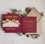 Kartki świąteczne z logo firmy Kokardki  Złocone kartki na święta z logo firmy, świąteczna kartka biznesowa z kokardką i welurem, nowoczesna firmowa kartka bożonarodzeniowa1