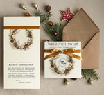 Kartki świąteczne z logo firmy Kokardki  bożonarodzeniowe kartki swiateczne z logo firmy, firmowa biznesowa kartka świąteczna, firmowe kartki noworoczne życzenia z kokardką dla firm1