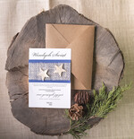 Kartki świąteczne z logo firmy natural biznesowe kartki świąteczne z logo, naturalne ze wstążką0