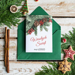 Kartki świąteczne z logo firmy Retro/nowoczesne kartka świąteczna dla firmy z logo, ekologiczne karnety bożonarodzeniowe0