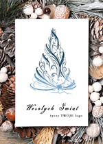 Kartki świąteczne z logo firmy Retro/nowoczesne firmowe kartki świąteczne z logo twojej firmy, pure kartki świąteczne ze wstążką0