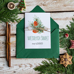 Kartki świąteczne z logo firmy Retro/nowoczesne firmowe kartki świąteczne z logo firmy, ekologiczne karnety bożonarodzeniowe0