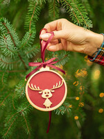 Kartki świąteczne z logo firmy z magnesem lub zawieszką na choinkę firmowe kartki świąteczne z logo firmy, bożonarodzeniowe kartki z drewnianą zawieszką i wstążką2