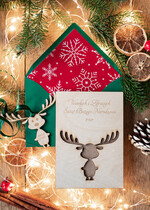 Kartki świąteczne z logo firmy z magnesem lub zawieszką na choinkę kartki świąteczne dla firm Drewniana bombka zawieszka na choinke z Logo firmy świateczna kartka firmowa 1