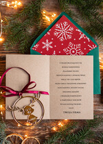 Kartki świąteczne z logo firmy z magnesem lub zawieszką na choinkę kartki świąteczne dla firm Złota bombka zawieszka na choinke z Logo firmy świateczna kartka firmowa rudolf1