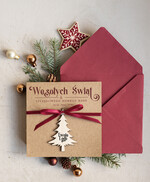 Kartki świąteczne z logo firmy z magnesem lub zawieszką na choinkę bożonarodzeniowa kartka świateczna dla Firm, kartki swiateczne z logo twojej firmy, biznesowa kartka świąteczna z zawieszką na choinkę2