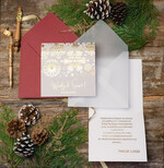 Kartki świąteczne z logo firmy złocone złote kartki świąteczne dla firmy z logo, błyszczące złocone karnety świąteczne złote napisy1