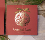 Kartki świąteczne z logo firmy złocone złote kartka świąteczna z logo firmy, złocone treści i napisy na karnecie bożonarodzeniowym1