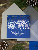 Kartki świąteczne z logo firmy złocone złote firmowe kartki bozonoarodzeniowe z logo, błyszczące złocone karnety świąteczne złote napisy0