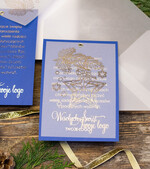 Kartki świąteczne z logo firmy złocone złote kartka świąteczna z logo firmy, złote napisy na kartce świątecznej1