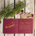 Kartki świąteczne z logo firmy złocone złote eleganckie kartka świąteczna dla firmy z logo, błyszczące złocone karnety świąteczne złote napisy, bordowe kartki świąteczne 1