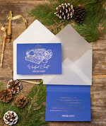 Kartki świąteczne z logo firmy złocone złote firmowe kartki świąteczne z logo twojej firmy, złote napisy na kartce świątecznej0