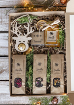 Prezenty oferta dla Firm słodkie zestawy  Prezenty świąteczne dla pracowników zestaw herbat, prezenty bożonarodzeniowe z logo zestawy prezentów świątecznych z miodem i herbatą, prezent na święta2