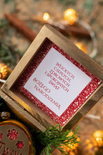 Prezenty oferta dla Firm drobne prezenty dla firm Prezent Biznesowy Na Święta z Logo Ekskluzywna Bombka z logo na choinkę z Logo Firmy , życzenia zapakowane w  drewniane pudełko 3