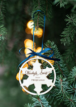 Prezenty oferta dla Firm drobne prezenty dla firm Prezent Biznesowy Na Święta z Logo drewniana Bombka z logo na choinkę Zawieszka z Logo Firmy  snieżynka z Logo0