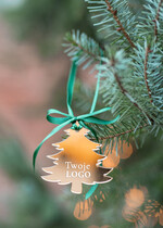 Prezenty oferta dla Firm drobne prezenty dla firm Prezent Biznesowy Na Święta z Logo Złota Bombka z logo na choinkę Złote Lustro Zawieszka z Logo Firmy  0