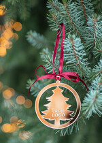 Prezenty oferta dla Firm drobne prezenty dla firm Prezent Biznesowy Na Święta z Logo Złota Bombka z logo na choinkę Złote Lustro Zawieszka z Logo Firmy  1