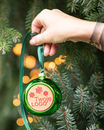 Prezenty oferta dla Firm drobne prezenty dla firm Prezent Biznesowy Na Święta z Logo Ekskluzywna Bombka z logo na choinkę z Logo Firmy, zielona bombka choinkowa z logo2