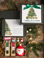 Prezenty indywidualne  zestawy z kubkiem i filiżanką praktyczny świąteczny dla niej pod choinkę, ciekawy prezenty dla mamy na swieta, box kubek świateczny mikołaj i zestaw do kawy herbaty dla dziewczyny, bozonarodzeniowy prezent dla mamy0